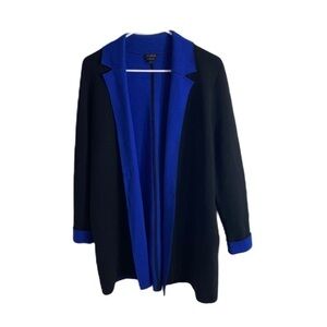Talbots Pure Merino Wool No Closure Cardigan Sweater Medium Black Blue Women’s